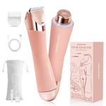 SUPRENT Bikini Trimmer Women- Painless Ladies Hair Removal Waterproof Wet & Dry- 2 in 1 Lady Shaver for Pubic Hair & Facial Hair- Cordless Electric Razors with USB-C Rechargeable- Deep Pink