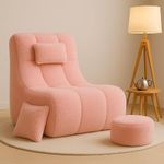 Biggie Bean Bag Chair 6XL with Beans Filled-Royale Haven - Experience The Royal Comfort-Ultra Plush Soft Fur-Crafted for Comfort with Free Cushion & Footrest (Fabric : Fur, Pink)