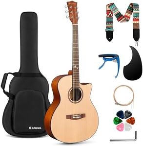 CAHAYA Acoustic Guitar Beginner Set - 41in Full Size Cutaway Wood Guitar Kit with Thickened Gig Bag String Strap 6Picks Capo for Adults Teens Starter Gift