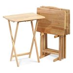 PJ Wood 5-Piece Folding Tv Tray & Snack Table Natural