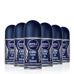 NIVEA Men Cool Kick Roll-On Deodorant Anti-Perspirant Pack of 6 x 50 ml