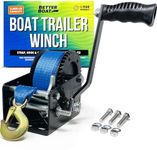 Boat Trailer Winch with Boat Winch Strap with Hook Manual Hand Winch Strap Heavy Duty Trailer Winches Hand Crank for Pulling Boat Parts for Trailers Car or Truck Towing One Speed Ratchet Gear 2000 lb