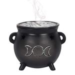 Spirit of Equinox Green Tree Triple Moon Cauldron Incense Holder, Black