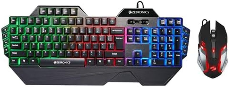 ZEBRONICS Optimus Gaming Keyboard & Mouse Combo, Braided Cable, Gold Plated USB, Upto 3600 DPI, 6 Buttons, High Resolution Sensor, Multicolor LED, Dedicated Macro Keys, 117 Keys (Black)