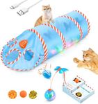 Migipaws Cat Toys, Interactive Cat Toy for Indoor Cats,Upgraded Moving Shadow of Butterfly Feather Project on Cat Tunnel, Cardboard Box Toys, Rechargeable