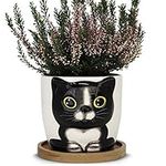 Window Garden Cat Planter - Large Kitty Pot for Indoor House Plants, Succulents, Flowers and Herbs - Cute Planters, Great Gift for Cat Lovers, Housewarming (Oreo)