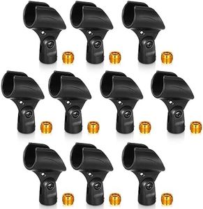 Copkim 10 Pcs Microphone Clip Holder with 10 Pcs Nut Adapter, Adapter Fits 5/8 to 3/8 Suitable for Performance, Demonstration, Podcasting, Recording