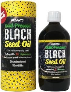 Black Seed Oil 16.9 Fl Oz, Min 3X% Thymoquinone, Cold Pressed, No Pesticides, 100% Organic Black Cumin Nigella Sativa Seed Oil, Non-GMO, Made from Most Recent Harvested Crops, Glass Bottle