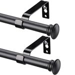 Curtain Rods 2Pack, Black Curtain Rods for Windows 48 to 84 Inch, 5/8 Inch Small Decorative Matte Black Curtain Rod Set with Brackets, Splicing Adjustable Curtain Rods