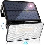 AUDERWIN Solar Flood Lights Outdoor 3000Lm, Lightweight Solar Motion Lights, IP67 Waterproof Solar Spot Lights Outside, Solar Powered Security Lights for Garage Porch Patio Yard Fence Garden(4000K)