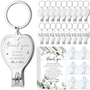 Pickmesh 50 Sets Wedding Heart Multi Function Bottle Opener Nail Clipper Wedding Favors Wedding Cards White Organza Bags Wedding Souvenir for Guests Wedding Party Supplies Bridal Shower Gift