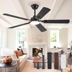 ZMISHIBO 52 Inch Ceiling Fan with Light, Outdoor&Indoor Ceiling Fan with Remote, Dual Finish Blades, Quiet&Strong DC Motor, for Bedroom, Kitchen, Living Room, Patio- Modern Black & Farmhouse Brown