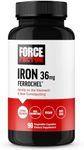 Force Factor, Iron Supplement for Women and Men, Non-Constipating, Gentle on The Stomach, Iron Bisglycinate 36mg, 90 Vegetable Capsules