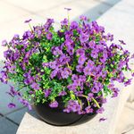 Alupssuc 24 Bundles Artificial Flowers for Outdoors Decoration, UV Resistant Silk Violet with Leaf Grass and Eucalyptus SpringFake Plants for Outside Indoor Yard Home Patio Porch Decor, Purple