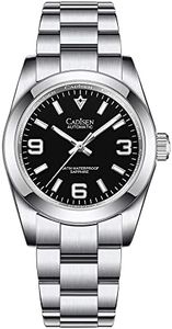 CADISEN Men's Automatic Watch 36 mm Elegant Mechanical Watch with Sapphire Glass Stainless Steel Strap, black, Bracelet