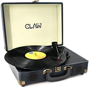 CLAW Stag Portable Vinyl Record Player Turntable with Built-in Stereo Speakers (Dark Blue)
