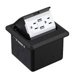 Pop Up Floor Electrical Outlet Box with 4.8A USB Duplex Receptacle, Floor Outlets Box, Slow Speed Bouncing Floor Outlet with Damping Device, Outlet Waterproof for Home Office, Black