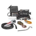 Warrior Winches Ninja Electric Winch 2000lb 12v - Wired Hand Control, High Power Motor - Heavy Contacts, Steel Planetary Gearing, Steel Drum, Watertight Socket, Chip Resistant Paint - Synthetic Rope