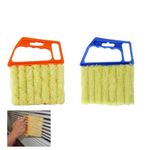 2 Pcs Venetian Blind Cleaner Tool,Orange Blind Cleaners Brush,Blue Efficient Plastic Easy Damp Cleaning Duster Tool Suitable for Wooden Venetian Blinds,Window Slat and Air Conditioners Removal Dust