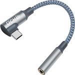 DCHAV USB C to 3.5mm Audio Adapter USB Type C to 3.5mm Female Headphone Jack Converter USBC to Aux Audio Dongle Cable Cord Nylon Braided DAC Chip for Android Phone Laptop Speaker Earphone (Grey)