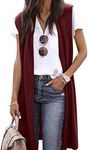 ZXZY Women Casual Sleeveless Open Front Tunic Vest Long Cardigan Tops Coat
