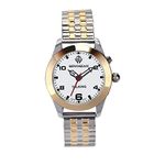 QINGQIAN English Voice Talking Watch for Blind,Visually impaired or Elderly,Gold and Silver Shell, Gold and Silver Stainless Steel Strap,Women's Clothing Size