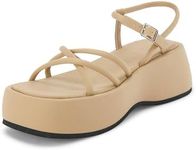 Coutgo Womens Platform Strappy Sand