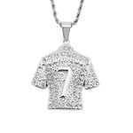 Jersey Necklace for Men, Hip Hop No. 7 Jersey Necklace Number 7 Soccer Jersey Pendant Necklace Men’s Football Player 7 Jersey Charm Necklace Jewelry Gift Football Star Memorial Necklace