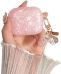 for Cute Airpods 4th Gen Case Pink Girl Wome, Glitter Shell Pattern Airpods 4 Protective Cover Skin with Luxury Pearl Shell Keychain for Airpods 4th Generation, Pink