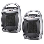 Igenix IG9030/2PACK Portable Ceramic Electric Low Energy Heater with 2 Heat Cool Fan Setting, Tip Over Safety Protection, Ideal for Small Rooms, Caravans and Garages, 1800 W, Silver, Pack of 2