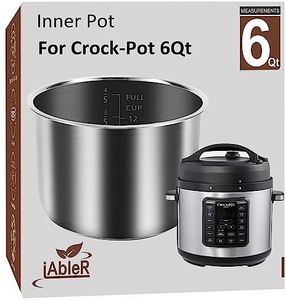 Original Inner Pot for Crock Pot 6 Quart - Stainless Steel Replacement Pot for Crock-Pot 6 Qt Multi-Cooker Crockpot 6 Quart Pressure Cooker 2100467 Accessories Parts