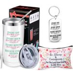 Hoolerry 3 Pieces Christian Gifts for Women, Religious Birthday Gifts for Women, Spiritual Gifts for Women, Mothers Day Gifts, 20 oz Tumbler Keychain and Makeup Bags(Elegant)