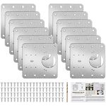 Thrilez 12PCS Hinge Repair Plate Cabinet Hinge Repair Plate with 80 PCS Screws,Kitchen Door Hinge Repair Plate with Holes, Stainless Steel Hinge Repair Plate for Kitchen Wood Furniture (12PCS)