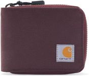 Carhartt Men's Casual Canvas Zip, Durable Zippered Wallets, Nylon Duck (Deep Wine), One Size