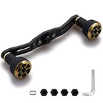 HEIGHTEN Fishing Reel Handle for Shimano Daiwa Abu Garcia Penn Kastking Lew's Baitcasting Reel Power Handle Crank Accessory (110mm Carbon Handle 24mm TPE Knob - Black & Gold) (652)