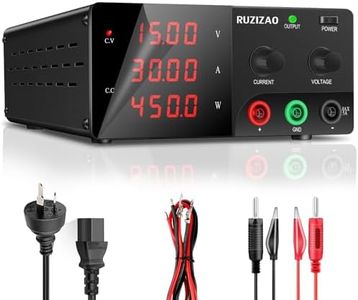 RUZIZAO Bench Power Supply Variable (0-15V,0-30A) High Power 450W DC Power Supply with Encoder Knob Adjustable Switching PSU High Precision Lab PSU Battery Charging Stable Output