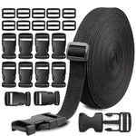 ToVii 10 Metres Nylon Webbing Strap, Cargo Strapping & Rucksack Backpacks with 10 Side Release Buckles for DIY Bags