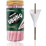 UBUNG 50 Pack King Size Pink Pre Rolled Cones with Tip | Pink Rolling Paper Tube with a Length of 4.25 in / 108 mm | Cone Loader and 1 Doob Tube Included