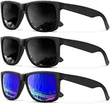 KALIYADI Polarized Sunglasses Men Women UV Protection Retro Sun Glasses 3 Packs (Black & Black & Drak Blue)