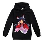 Dmakifuz Kids Girl Anime Print Hoodie Cute Pullover Sweatshirt Sports Tops YouTube Funny Game Shirt Fans Gift (CA/US, Age, 12 Years, 13 Years, Black)