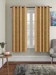 Amazon Brand - Solimo Polyester Leaf Print Long Crush Emboss Window Grommet Curtains(Pack of 2, 5 Feet, Gold)