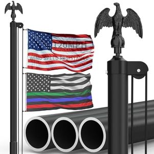 KBLOONG 11 Gauge Heavy Duty Flag Pole - 25 FT Black Extra Thick Aluminum Flagpole Kit with Metal Eagle Topper, 3x5 Nylon Embroidered Flag for Outside House In Ground- 120MPH Wind Tested
