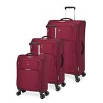 ATLANTIC Artisan III Carry-On Luggage — Small Suitcase with 8 Spinner Wheels, Lockable Zipper Puller Heads, and Lightweight Construction — Burgundy, 19-inch