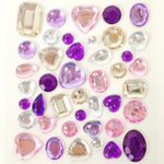 Wrapables Acrylic Self Adhesive Crystal Gem Stickers, Purple/Pink/Gold, 2-Pack