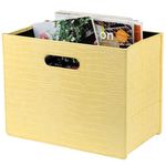 HofferRuffer Magazine Newspaper Holders,Foldable PU Leather Magazine Storage Rack,Document File Holder Magazine Basket Newspaper Storage for Office,CoffeeTable, Living Room, Reception Desk (Yellow)