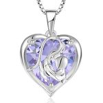 YIFSIY Mom Necklace 925 Sterling Silver Heart Pendant Necklace June Birthstones Alexandrite Jewelry Mother’s Day Gift for Women