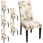 Keyroal Dining Room Chair Covers Set of 6, Stretch Pattern Parsons Chair Slipcovers Spandex Removable Washable Kitchen Chair Protector Cover for Dining Room, Hotel, Ceremony(Flower)