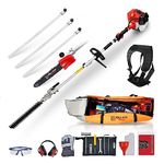 BU-KO 52cc Long Reach Petrol Hedge Trimmer and Pruner Saw with 3x 75cm Extension Pole and Toolbag for Convenient Storage, Ultimate Garden Tool for Precision Cutting, Trim Hedges and Prune with Ease