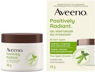 Aveeno Positively Radiant Gel Moisturizer - Dry Skin Lotion - Daily Face & Neck Cream - Hyaluronic Acid & Soy - 45 grams