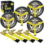 DC Cargo Mall 4 Pack Car Tie Down Straps for Trailers 2" x 10' - 10,000 Lb Working Load Limit - Heavy Duty Tie Down System with Flat Hooks for Hauling Cars, UTVs